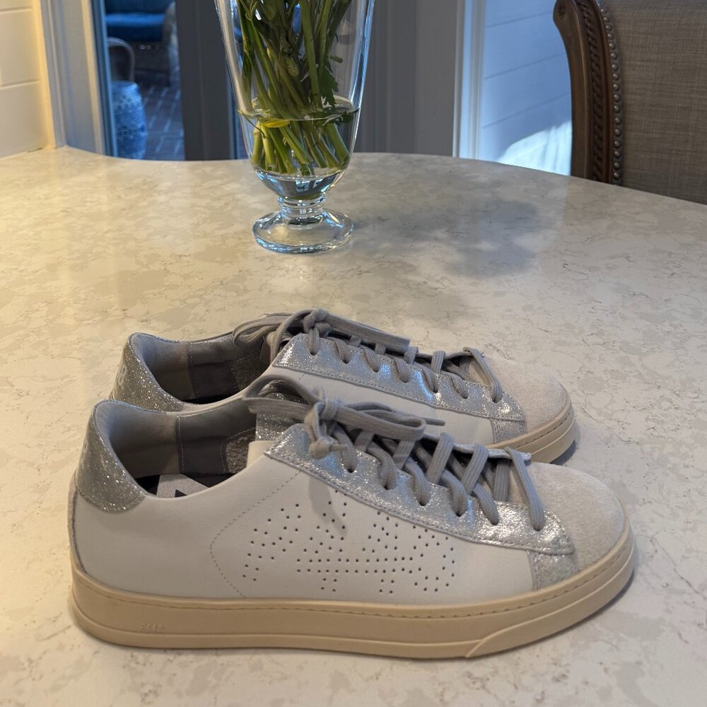 Women's P448 Jack Delhisil White Low Top Leather Sneaker Tennis Shoe 42 EU